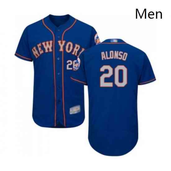 Mens New York Mets 20 Pete Alonso Royal Gray Alternate Flex Base Authentic Collection Baseball Jersey